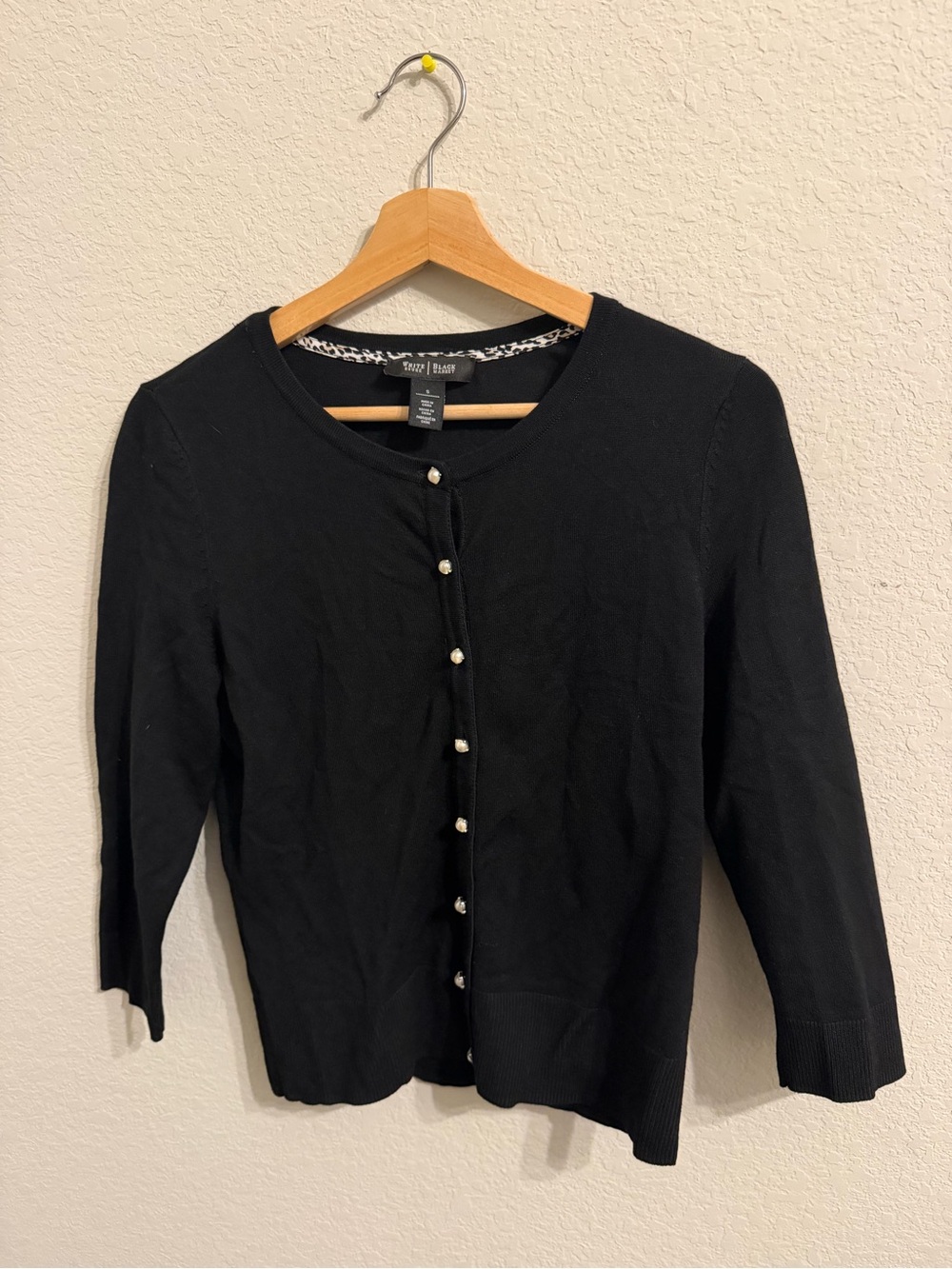 White House Black Market Black Pearl-Style Button Cardigan